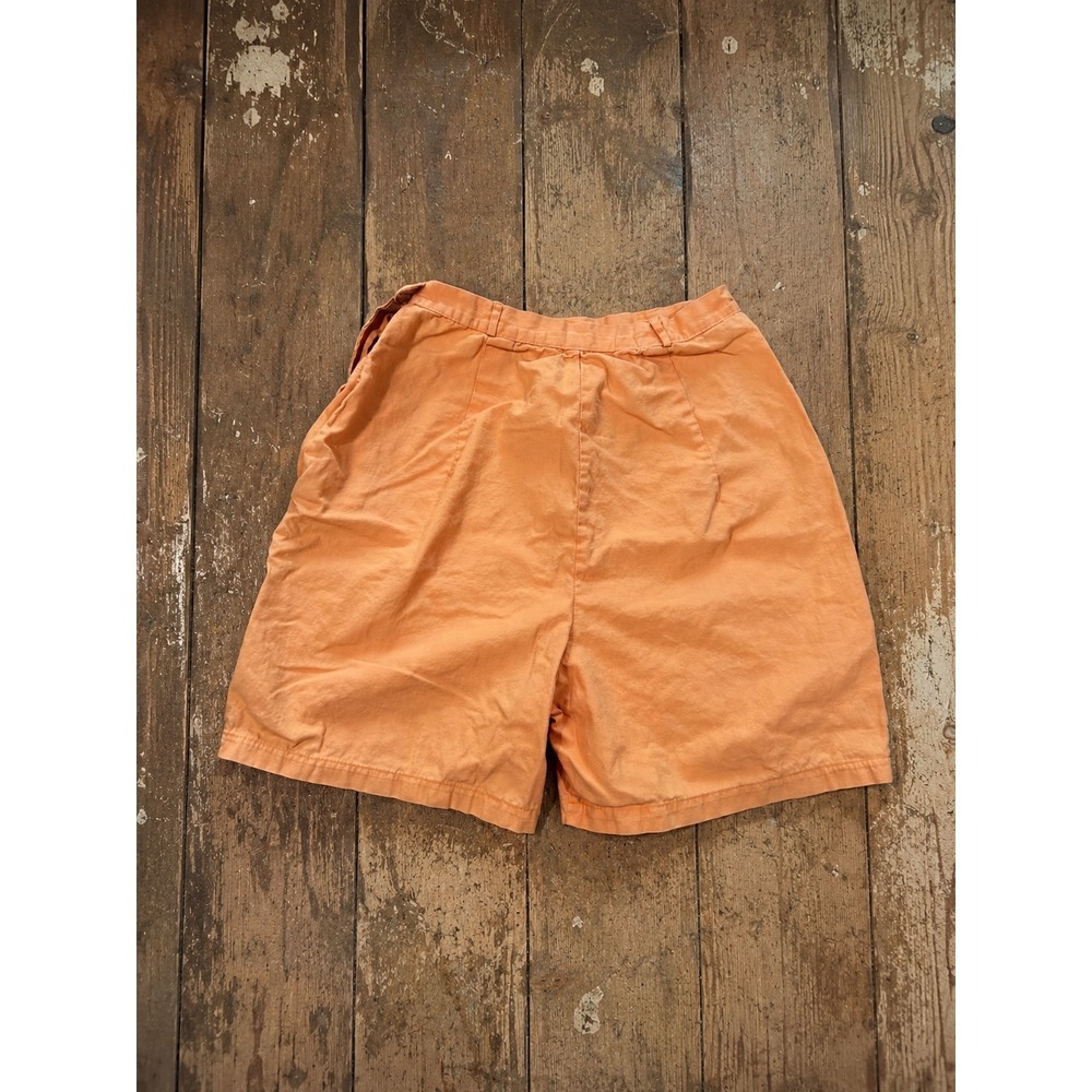 Vintage‎ High Waisted Pleated Shorts Orange Side Zip Retro Costal 80s